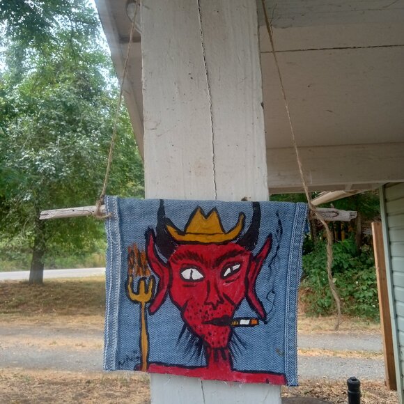 Cowboy Devil Painting On Denim - Picture 5 of 10